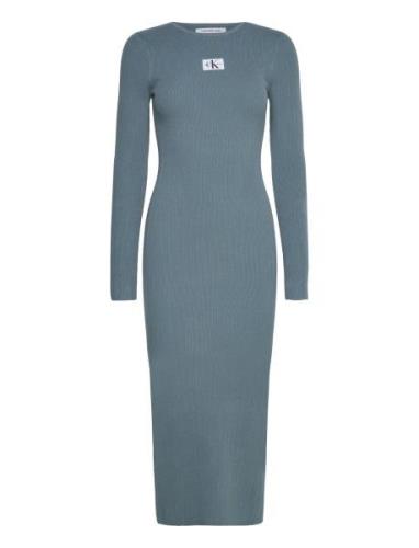 Variegated Rib Sweater Dress Maxiklänning Festklänning Blue Calvin Kle...