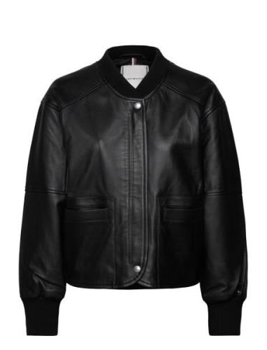 Leather Bomber Jacket Läderjacka Skinnjacka Black Tommy Hilfiger