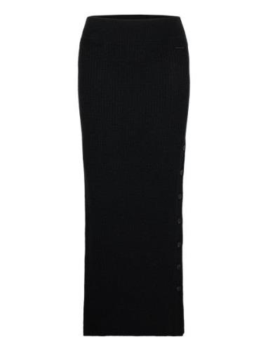 Recycled Wool Maxi Skirt Lång Kjol Black Calvin Klein