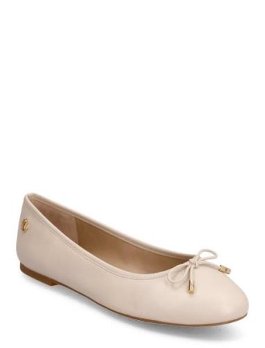 Lauren Ralph Lauren Jayna Nappa Leather Flat Beige