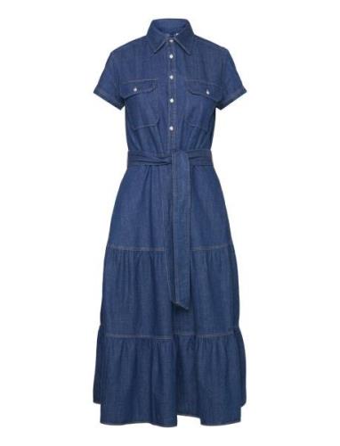 Belted Tiered Denim Shirtdress Dresses Shirt Dresses Blue Polo Ralph L...