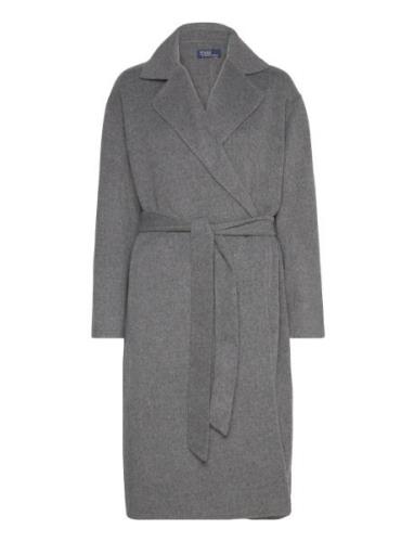 Wool-Blend Wrap Coat Outerwear Coats Winter Coats Grey Polo Ralph Laur...