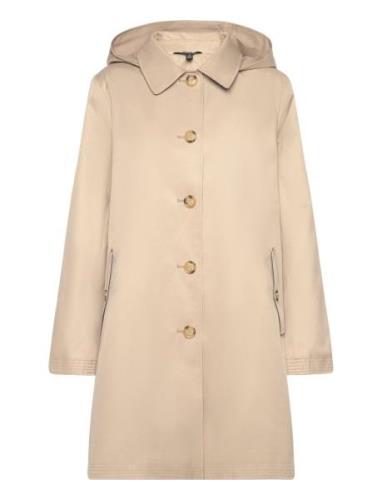 Lauren Ralph Lauren Hooded Cotton-Blend Balmacaan Coat Beige