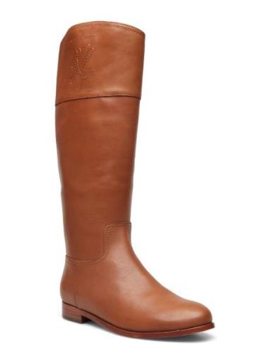 Lauren Ralph Lauren Justine Burnished Leather Riding Boot Brun