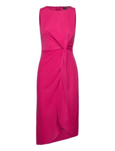 Str Matte Jersey-Dress Knälång Klänning Pink Lauren Ralph Lauren