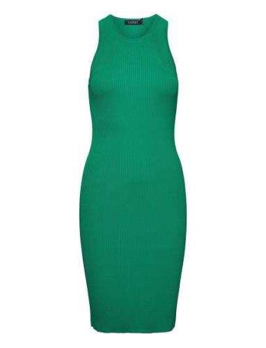 Matte Rayon/Nylon-Dress Knälång Klänning Green Lauren Ralph Lauren