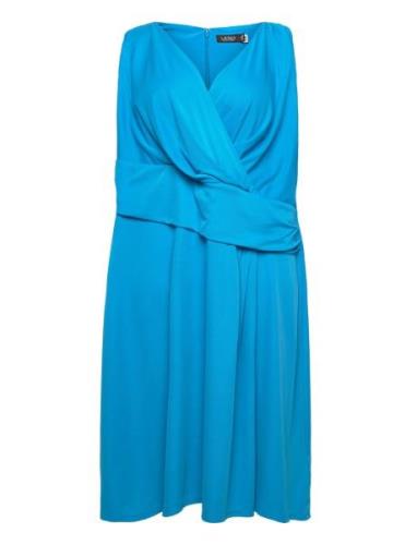 Str Matte Jersey-Dress Knälång Klänning Blue Lauren Women