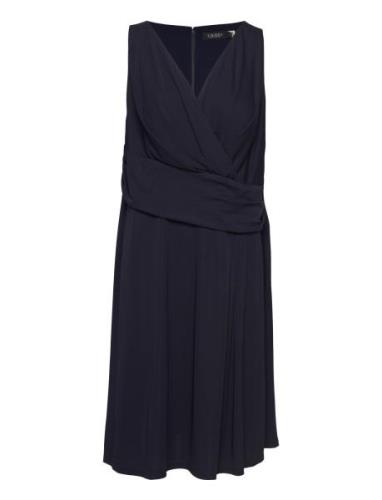 Str Matte Jersey-Dress Knälång Klänning Navy Lauren Women