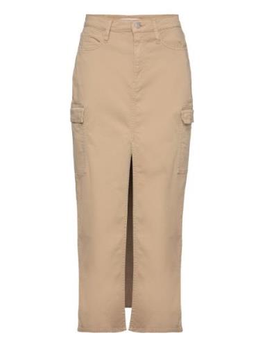 Front Split Twill Maxi Skirt Lång Kjol Beige Calvin Klein Jeans