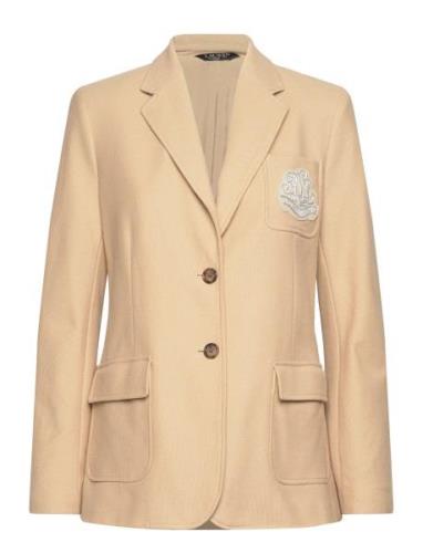 Lauren Ralph Lauren Bullion Stretch Cotton Piqué Blazer Beige