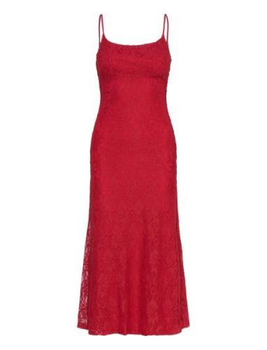 Ruby Lace Midi Dress Knälång Klänning Red Bardot