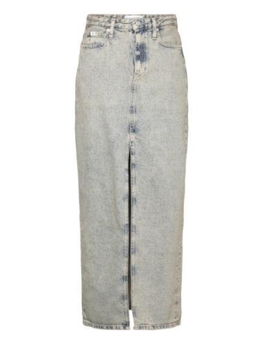 Front Split Maxi Denim Skirt Lång Kjol Grey Calvin Klein Jeans