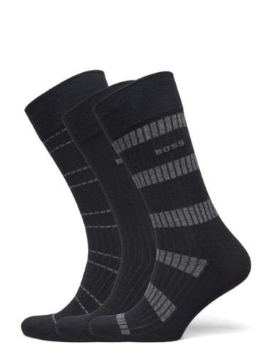 3P Rs Fine Rib Cc Underwear Socks Regular Socks Black BOSS