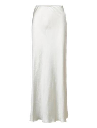 Satin Maxi Skirt Lång Kjol White Gina Tricot