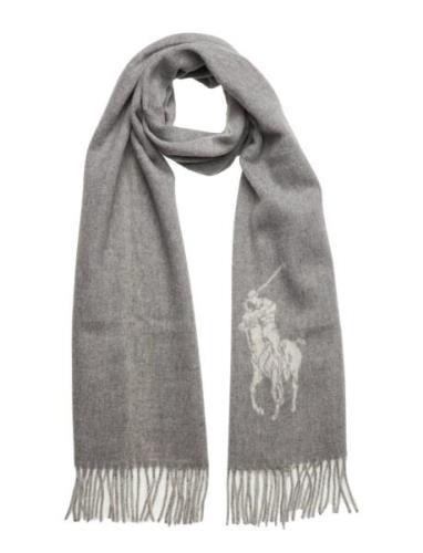 Polo Ralph Lauren Big Pony Fringe Wool-Blend Scarf Grå