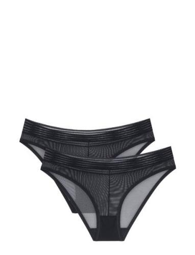 Tempting Sheer Highleg Tai 2P Trosa Brief Tanga Black Triumph