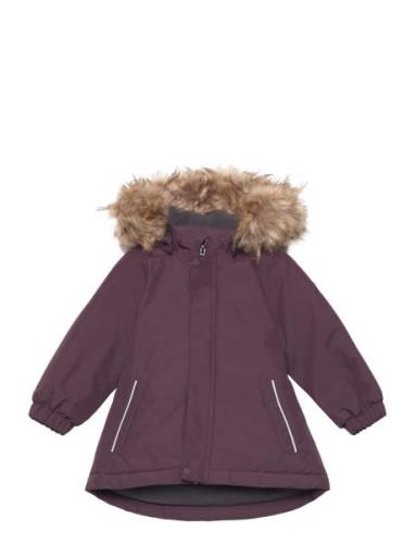 Parka W. Fake Fur Outerwear Shell Clothing Shell Jacket Purple Color K...