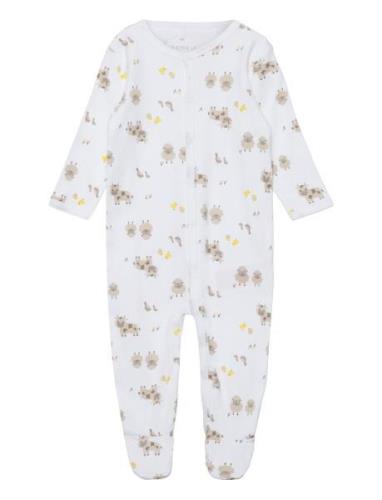 Nbnnightsuit W/F Farm Animals Noos Pyjamas Sie Jumpsuit White Name It