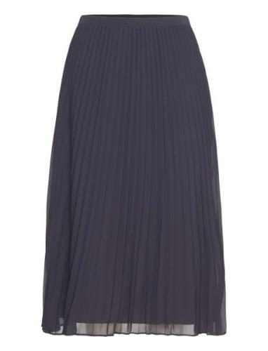 Pleated Solid Skirt Knälång Kjol Blue French Connection