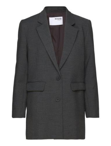 Selected Femme Slfrita Ls Relaxed Blazer Dgm Noos Grå