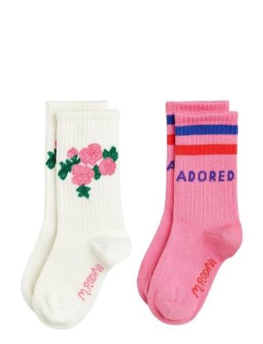 Roses 2-Pack Socks Sockor Strumpor Pink Mini Rodini