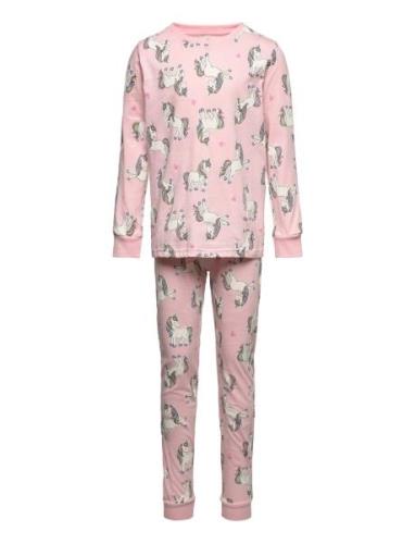 Pajama Aop Unicorn Animal Ao Pyjamas Set Pink Lindex