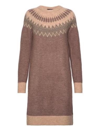 Vmsim Ls Nordic Dress Ga Rep Lcs Dresses Knitted Dresses Brown Vero Mo...