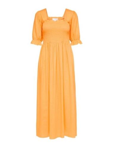 Slfjuana-Ulrikke 2/4 Smock Ankle Dress B Knälång Klänning Orange Selec...