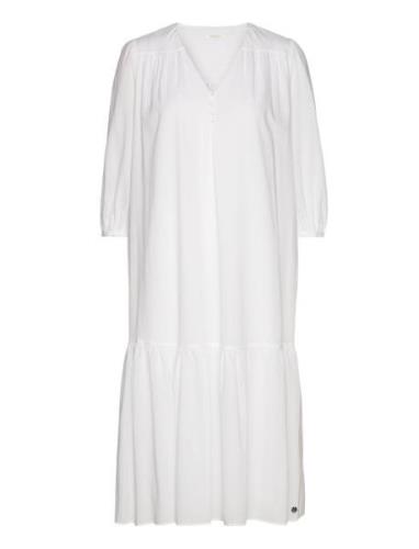 Annaba Long Chiffon Dress Knälång Klänning White Tamaris Apparel
