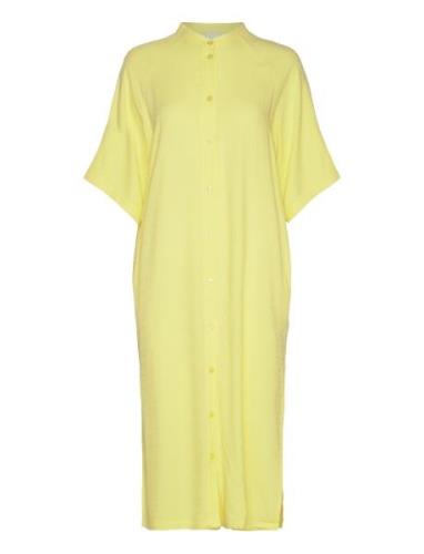 Donnamw Long Shirt Knälång Klänning Yellow My Essential Wardrobe