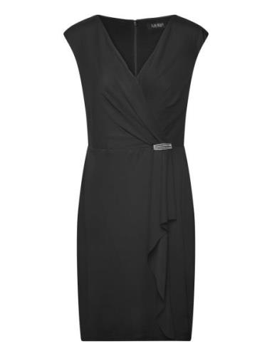 Jersey Cap-Sleeve Cocktail Dress Kort Klänning Black Lauren Ralph Laur...