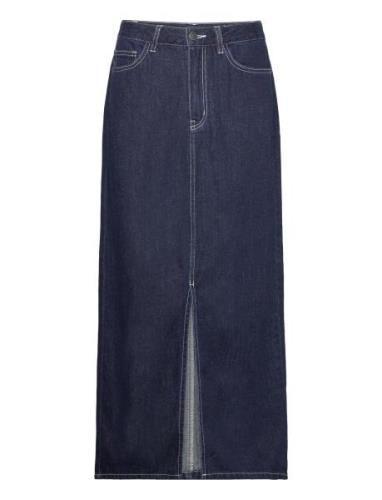 Objlea Mw Denim Long Skirt 129 Lång Kjol Blue Object