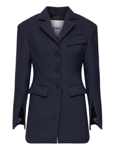 Marti - Sophisticated Twill Blazers Single Breasted Blazers Navy Day B...