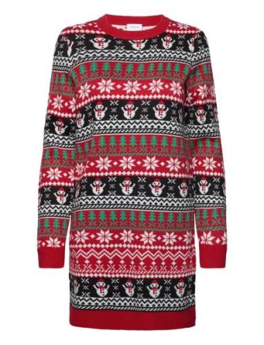 Viholy L/S Christmas Knit Dress/Ka Dresses Knitted Dresses Red Vila