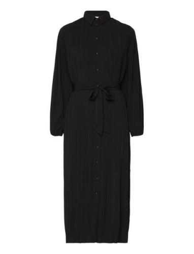 Slfvaleria Ls Ankle Plisse Dress B Knälång Klänning Black Selected Fem...