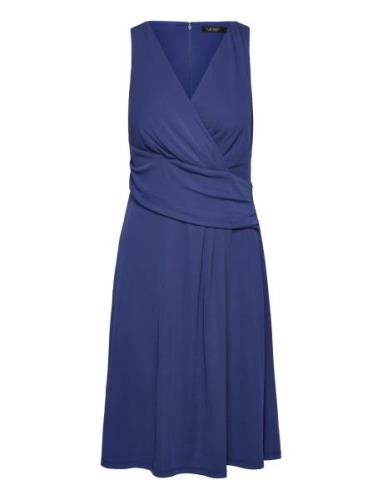 Lauren Ralph Lauren Surplice Jersey Sleeveless Dress Blå