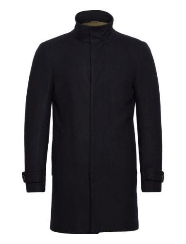 Recycled Wool Funnel Neck Coat Yllerock Rock Black Lindbergh