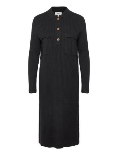 Objnoelle Polo Knit Dress Knälång Klänning Black Object
