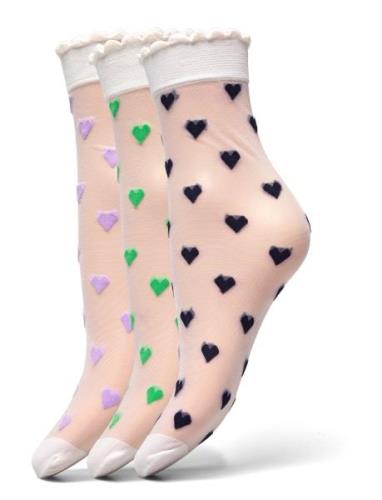 Dagmar Hearts Sock 3 Pack Lingerie Socks Regular Socks Multi/patterned...