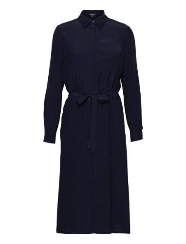 Shirt Dress With Lenzing™ Ecovero™ Knälång Klänning Navy Esprit Collec...