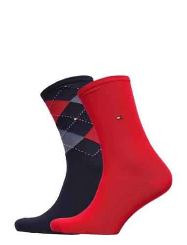 Tommy Hilfiger Th Women Check Sock 2P Röd