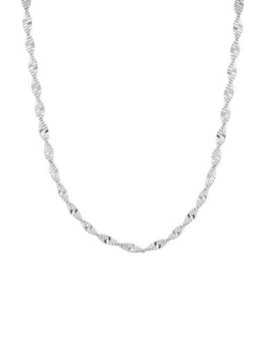 Syster P Herringb Twisted Necklace Silver