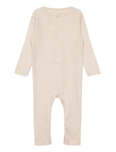 Romper Ls Rib Långärmad Bodysuit Cream Fixoni