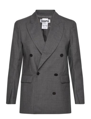 Built Up Double Breasted Blazer Blazers Double Breasted Blazers Grey H...