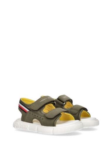 Tommy Hilfiger Stripes Velcro Sandal Khaki Green