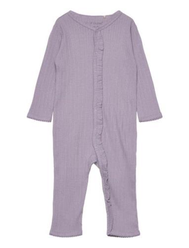 Romper Ls Pointelle Långärmad Bodysuit Purple Fixoni