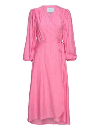 Josia Wrap Dress Knälång Klänning Pink Minus
