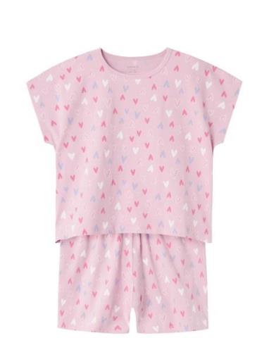 Nkfnightset Cap Pink Hearts Noos Pyjamas Set Pink Name It