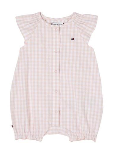 Tommy Hilfiger Baby Ruffle Gingham Shortall Rosa