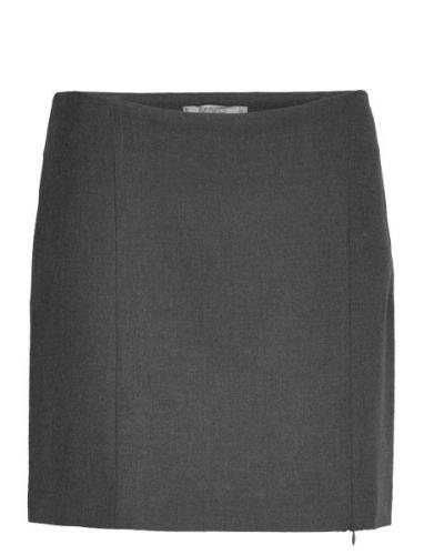 Side Zipper Mini Skirt Kort Kjol Grey Mango